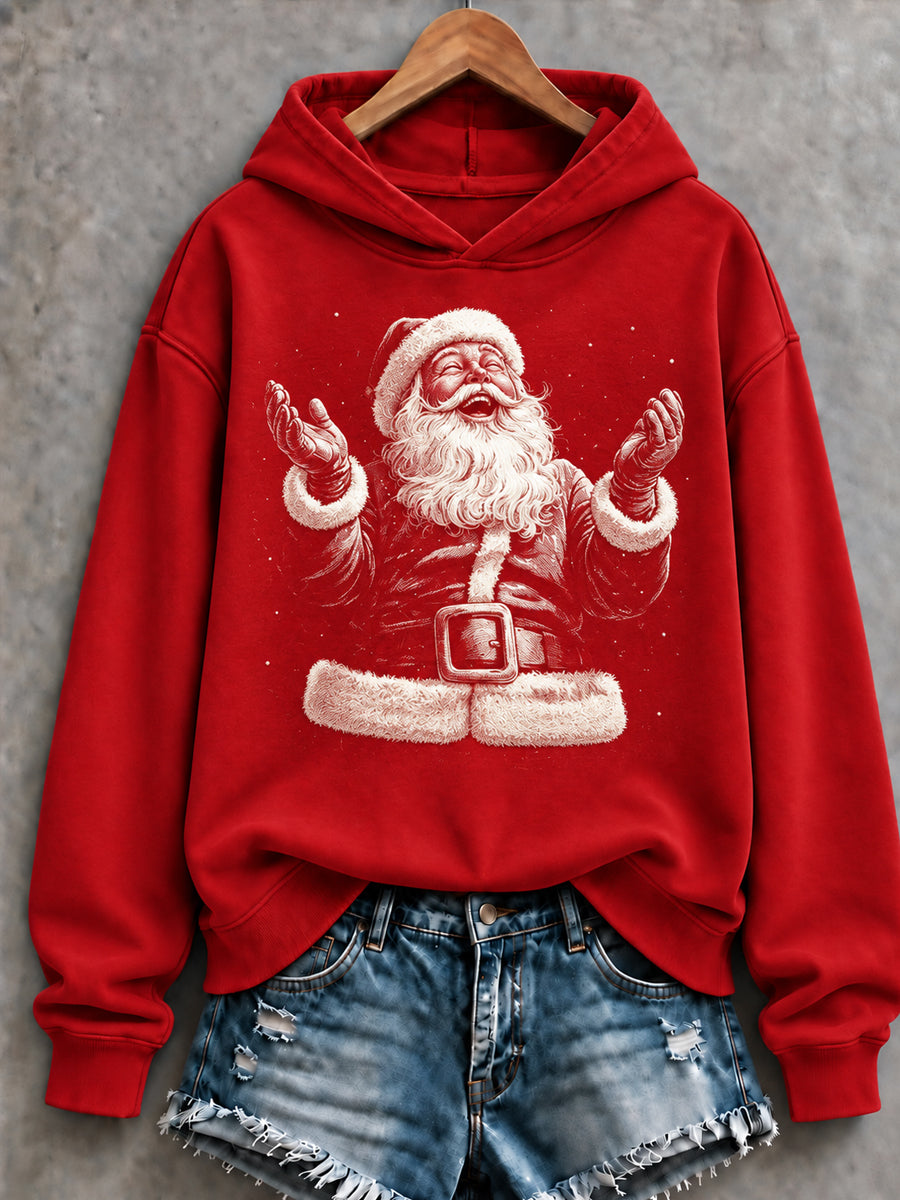 Women's Vintage Christmas Santa Claus Art Regular Hoodie