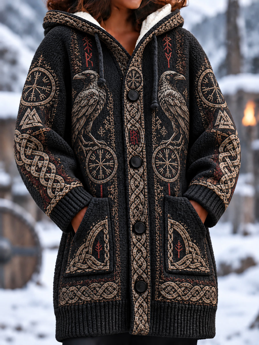 Women's Viking Printed Long Coat