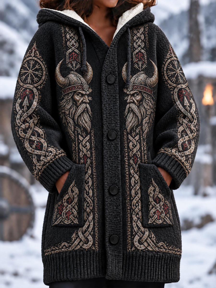 Women's Viking Printed Long Coat