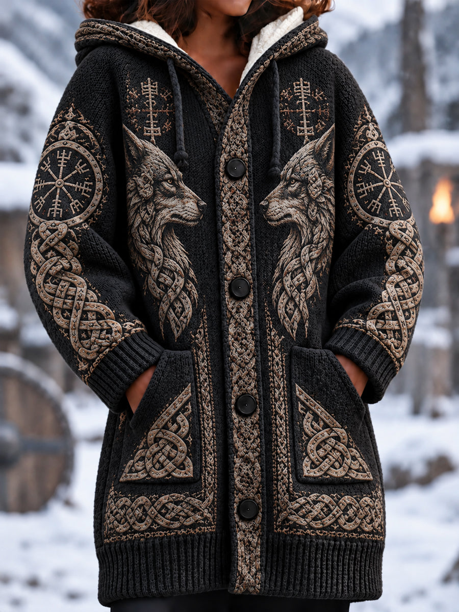 Women's Viking Printed Long Coat