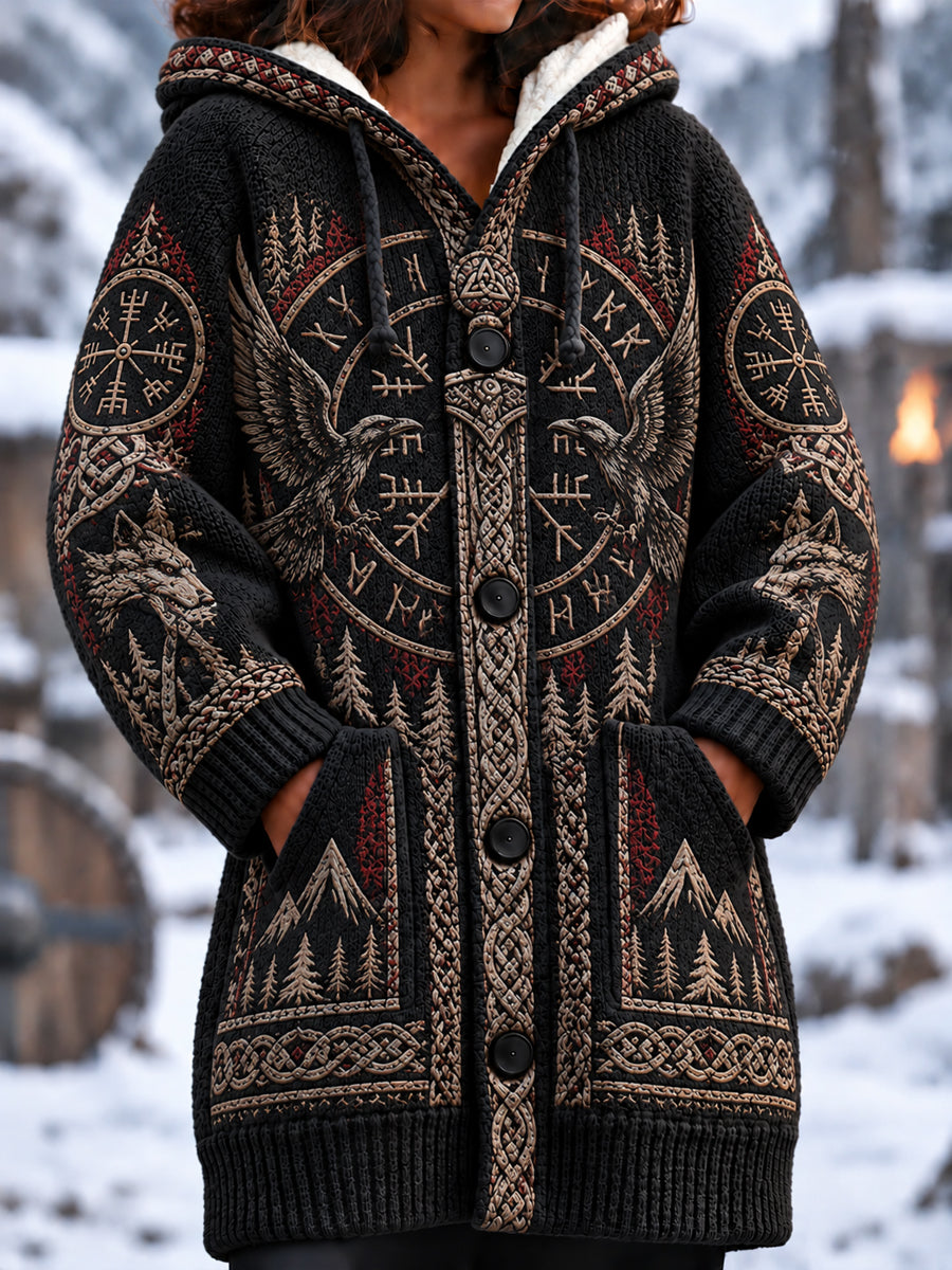 Women's Viking Printed Long Coat