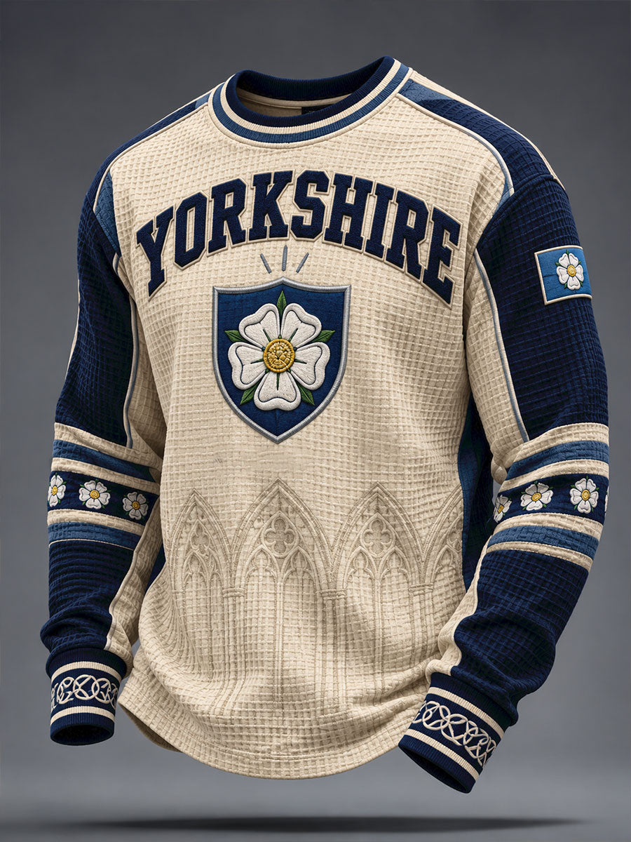 Men's England Yorkshire Art Printed Waffle Sweatshirt
