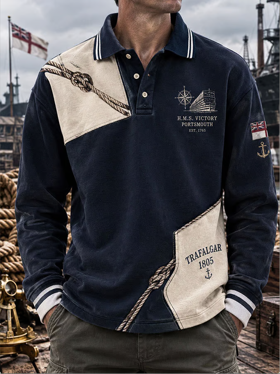 Men's Trafalgar Day Printed long sleeve polo