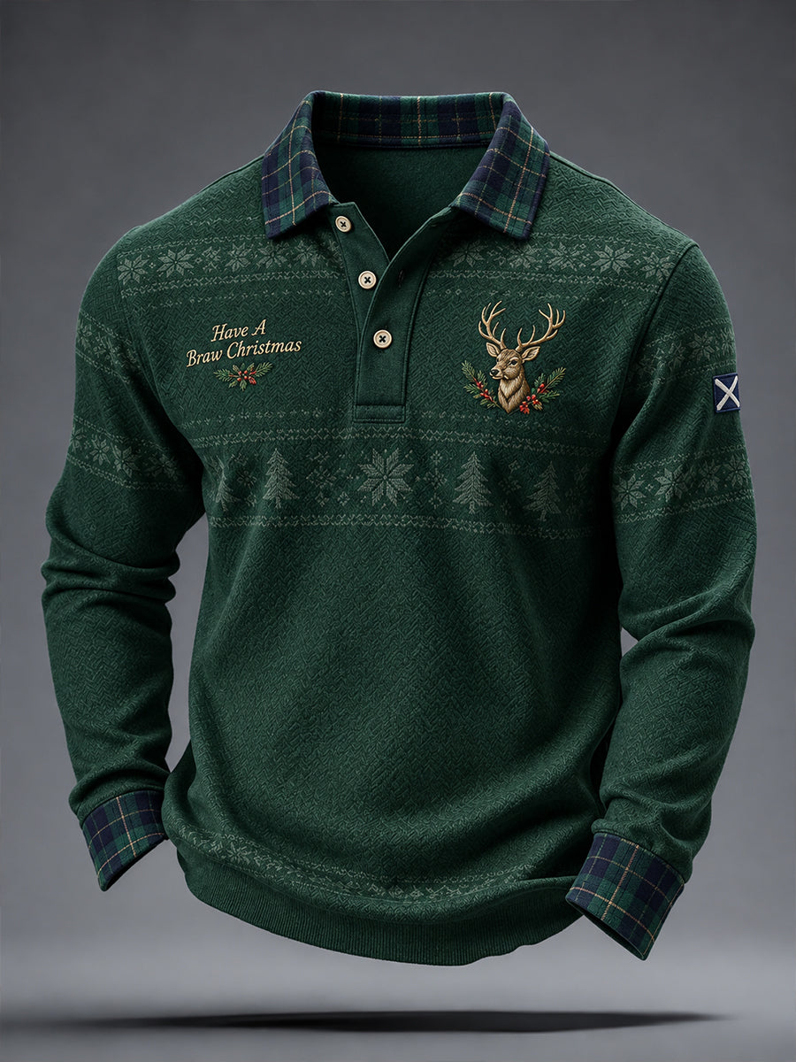 Men's Scotland Christmas Art Printed Casual Tops