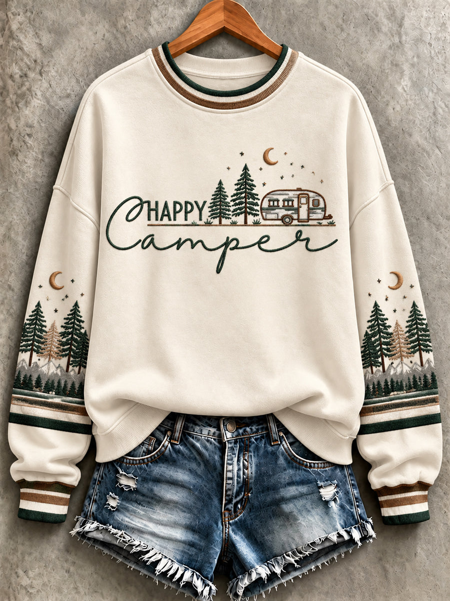 Women's Camping Print Sweatshirt