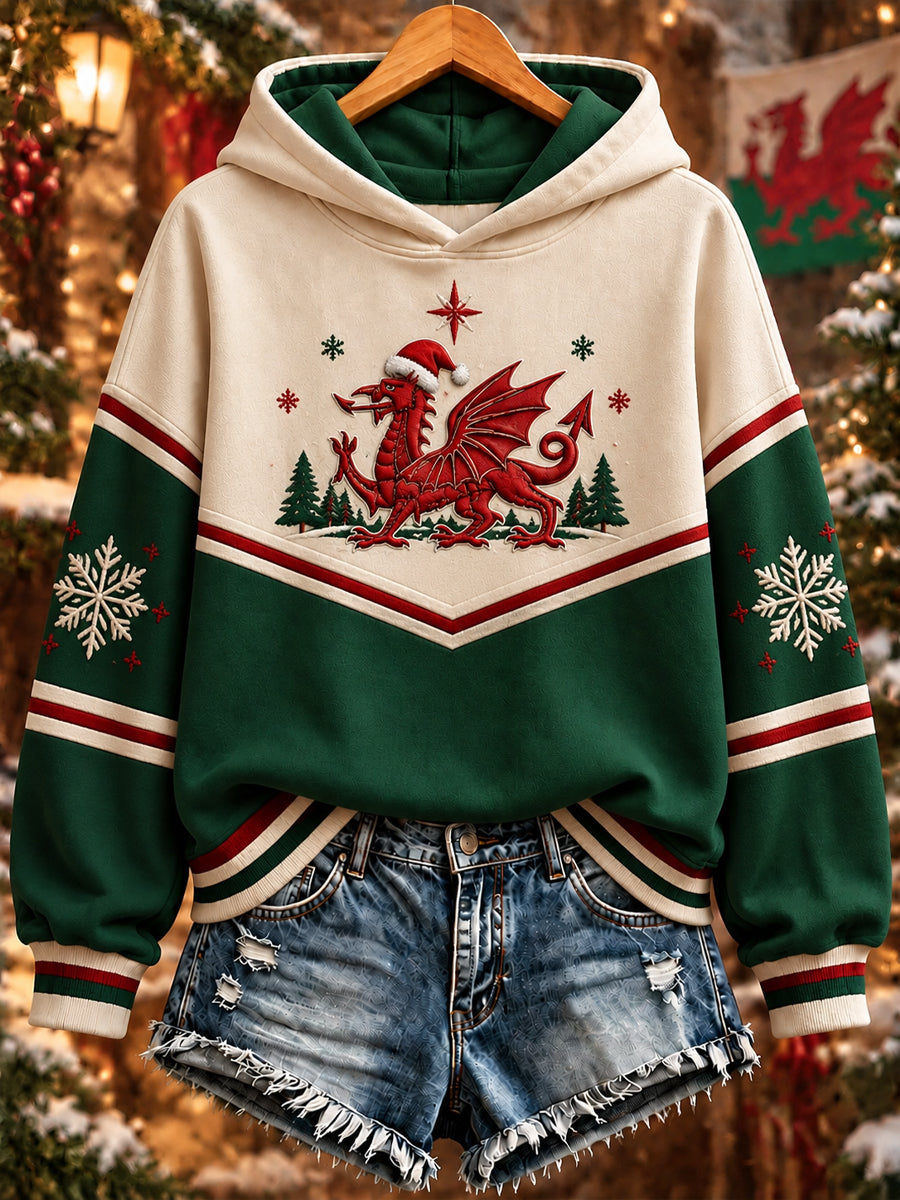 Women's Christmas Welsh Dragon Print Sweatshirt