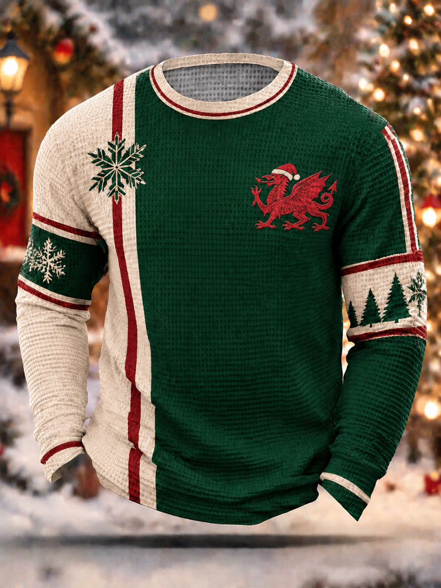 Men's Christmas Welsh Dragon Waffle Sweatshirt