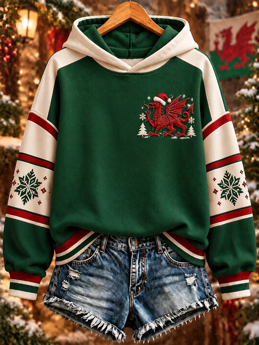 Women's Christmas Welsh Dragon Print Sweatshirt