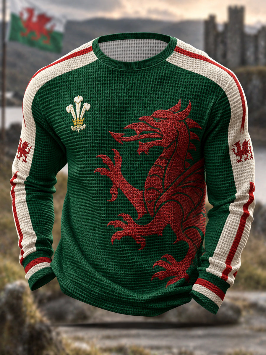Men's Welsh Dragon Waffle Top