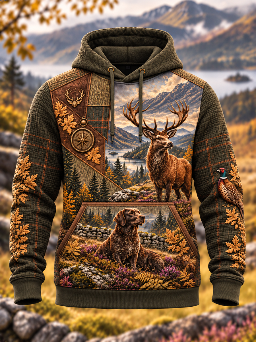 Men's Hunting Season Culture Oversized Drop-Shoulder Hoodie With Pockets
