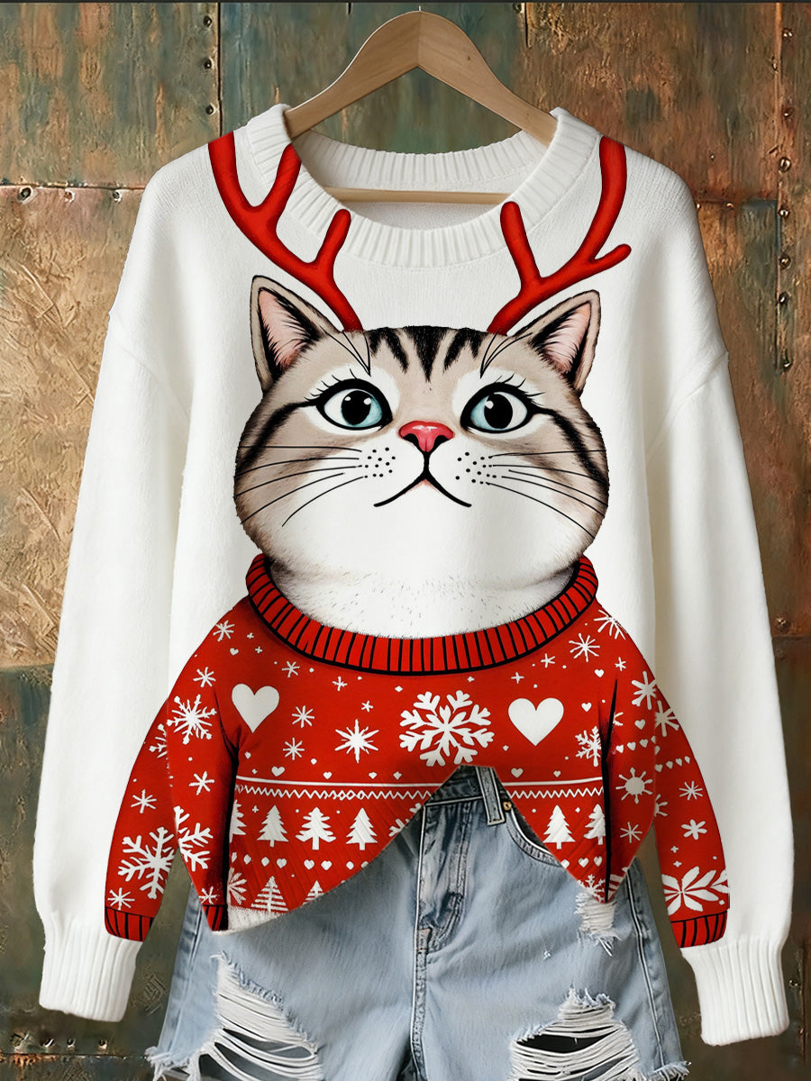 Women's Christmas Art Print Commemorative Sweatshirt