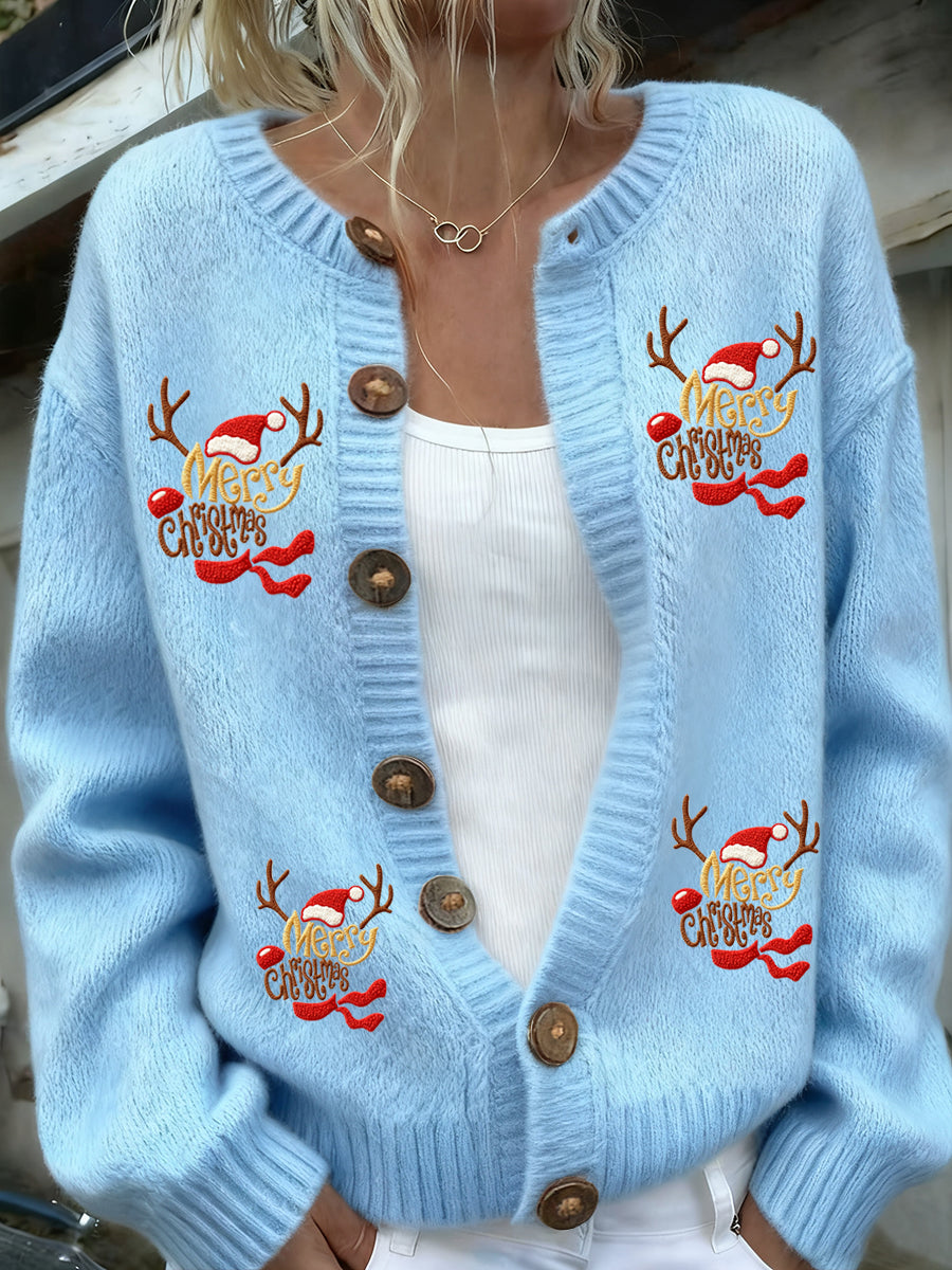 Women's Christmas Animal Art Casual Cardigan Top