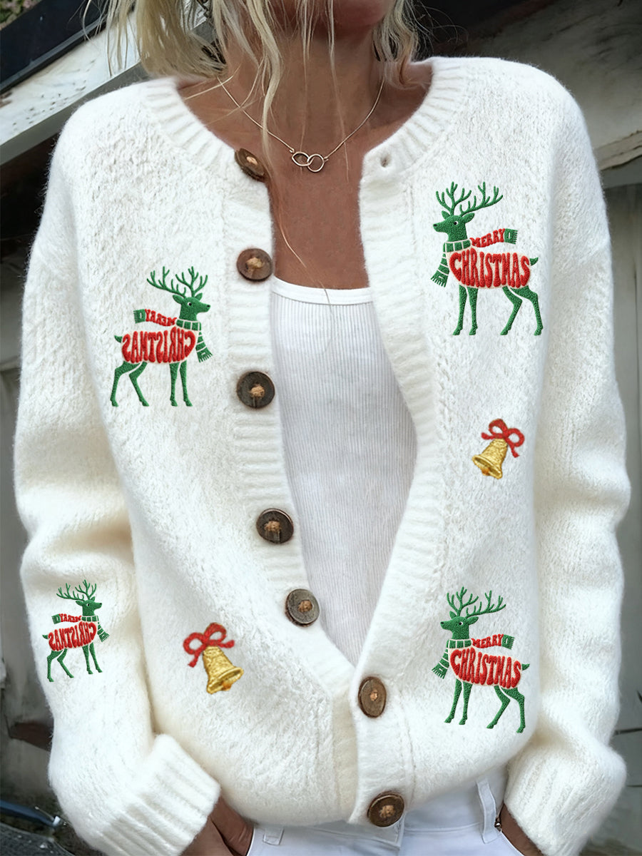 Women's Christmas Animal Art Casual Cardigan Top