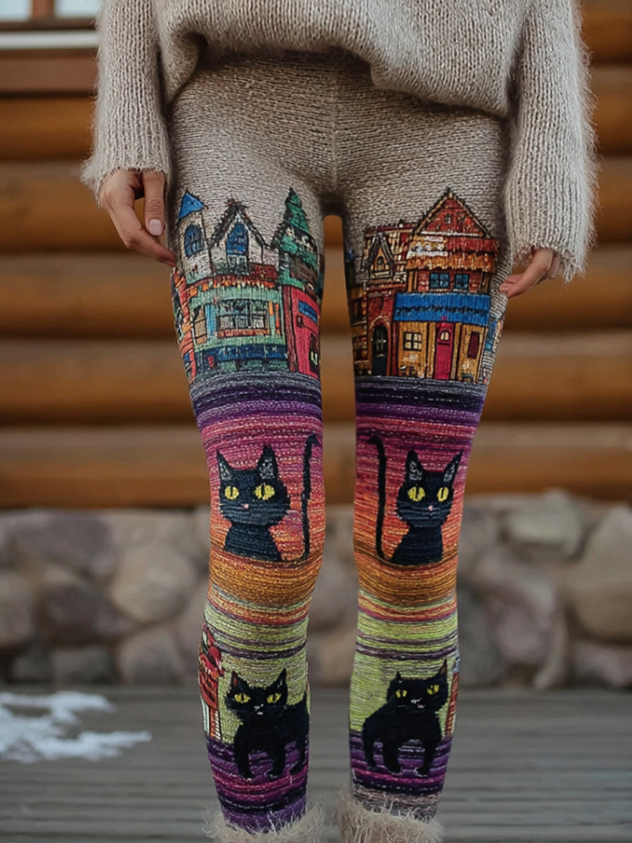 Women's Retro Animal Art Print Comfortable Leggings