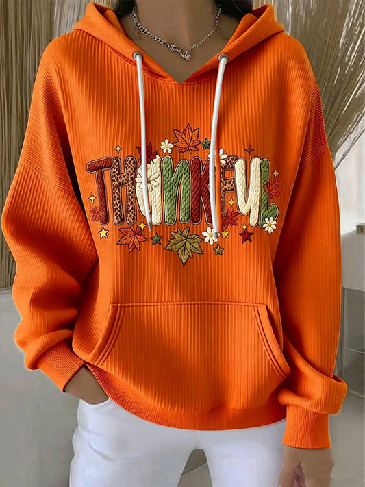 Women's Thanksgiving Print Casual Hoodie