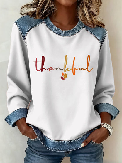 Women's Thanksgiving Pattern Patchwork Art Sweatshirt