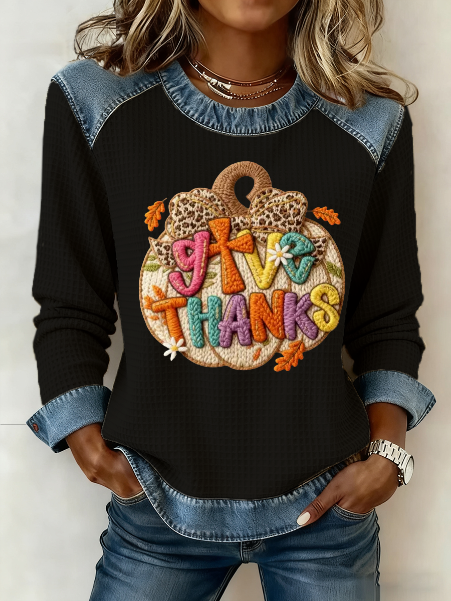 Women's Thanksgiving Print  Sweatshirt