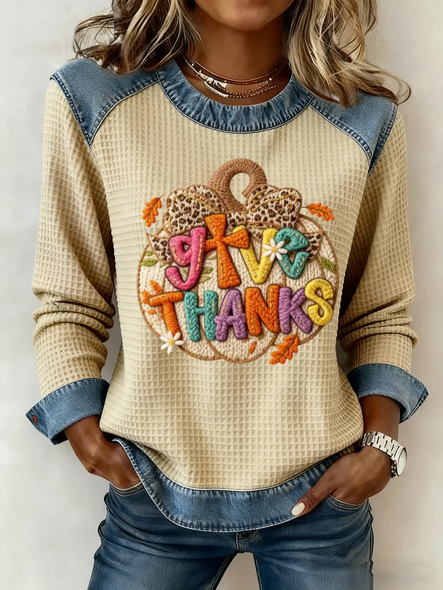Women's Thanksgiving Print  Sweatshirt