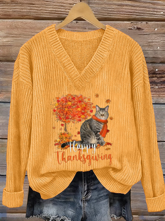Women's Thanksgiving Art Print Sweatshirt