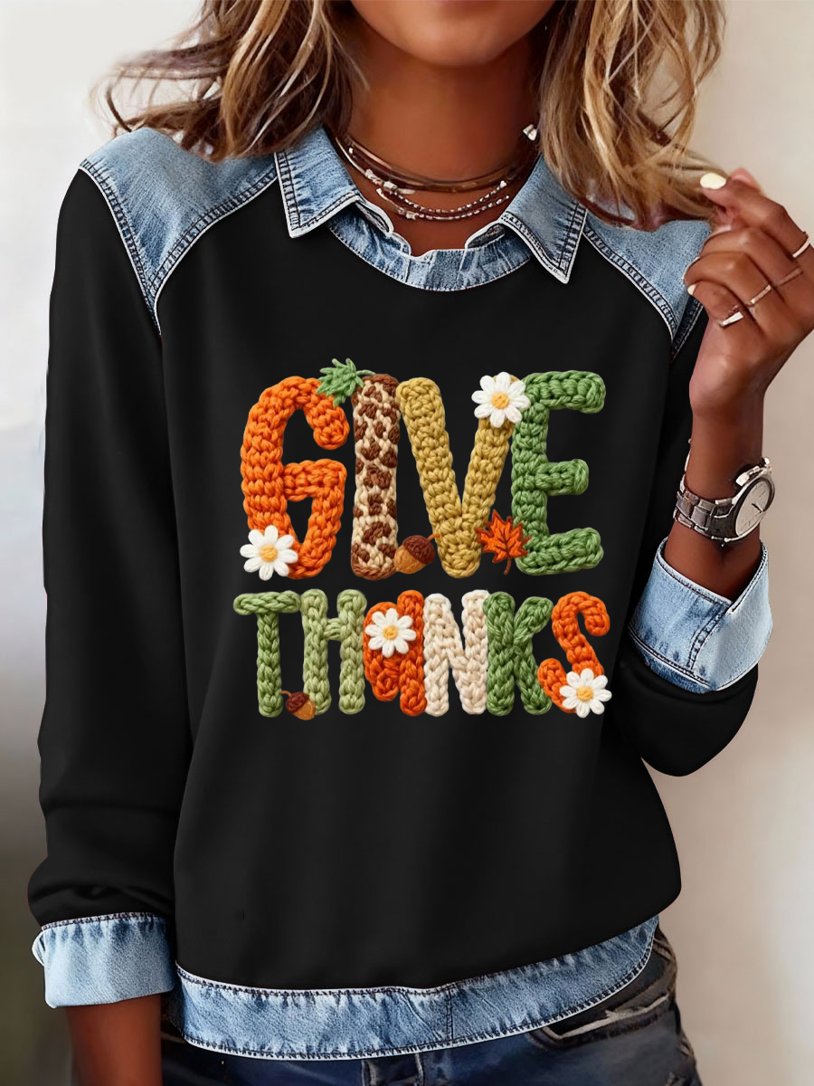 Women's Thanksgiving Print  Regular Sweatshirt