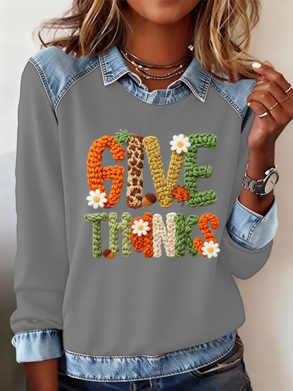 Women's Thanksgiving Print  Regular Sweatshirt