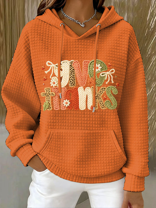 Women's Autumn Thanksgiving Faux Yarn Printed Hoodie