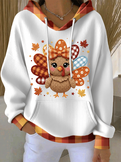 Women's Thanksgiving Print Casual Hooded Sweatshirt