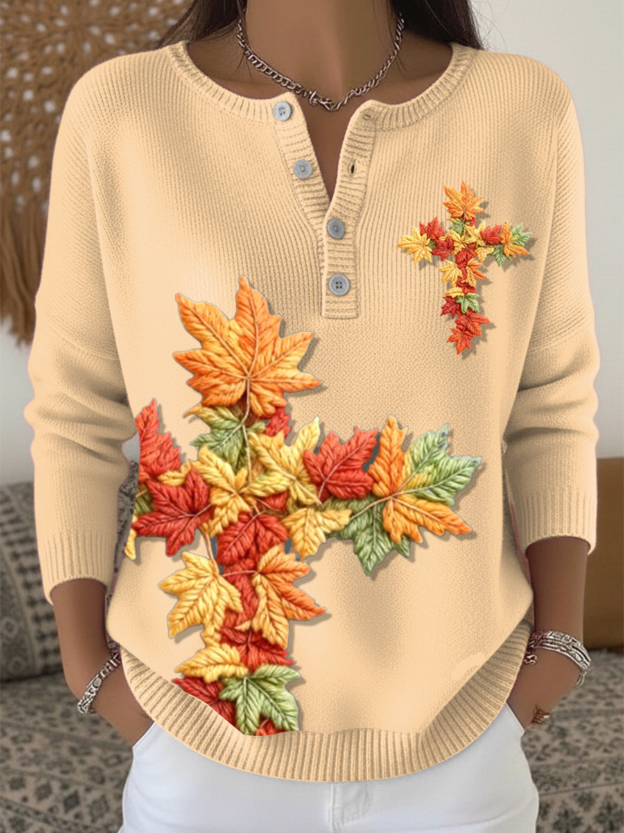 Women's Cross-Stitch Autumn Henley Neck sweater