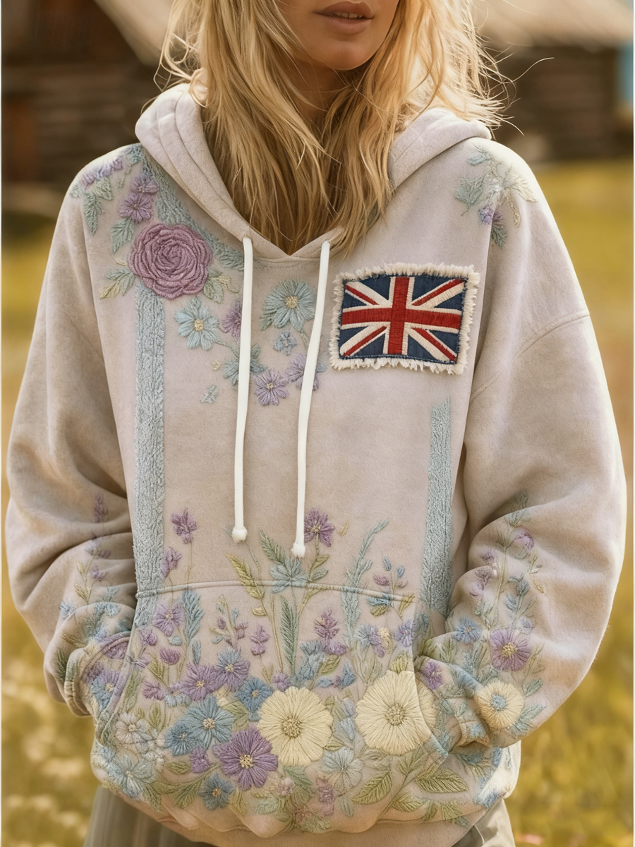 Women's british flag flower hoodie