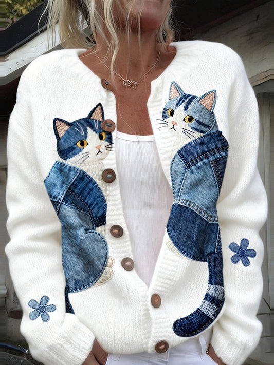 Women's Christmas Animal Print Cardigan