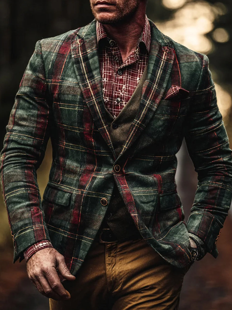 Men's Retro Christmas Lapel Suit Jacket