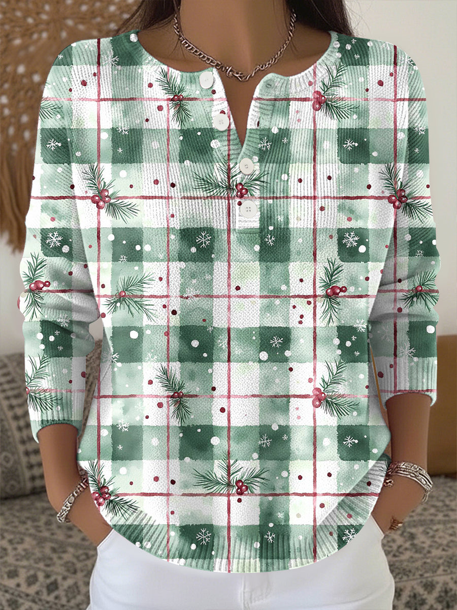 Women's Christmas Print Knit Top
