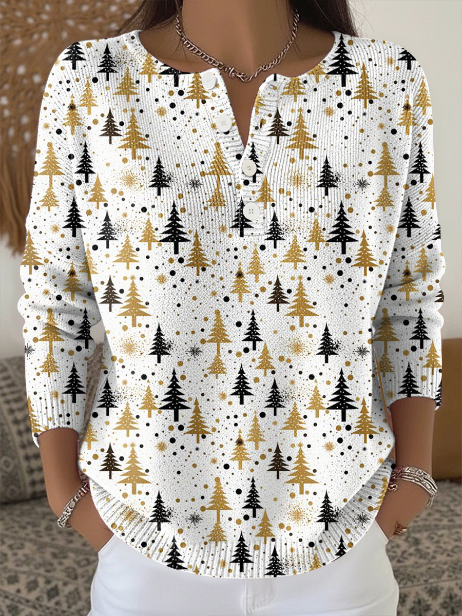Women's Christmas Print Knit Top