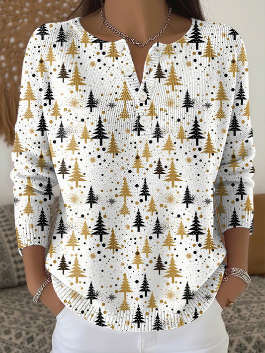 Women's Christmas Print Knit Top