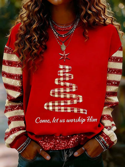 Women's Christmas Faith Print Casual Sweatshirt