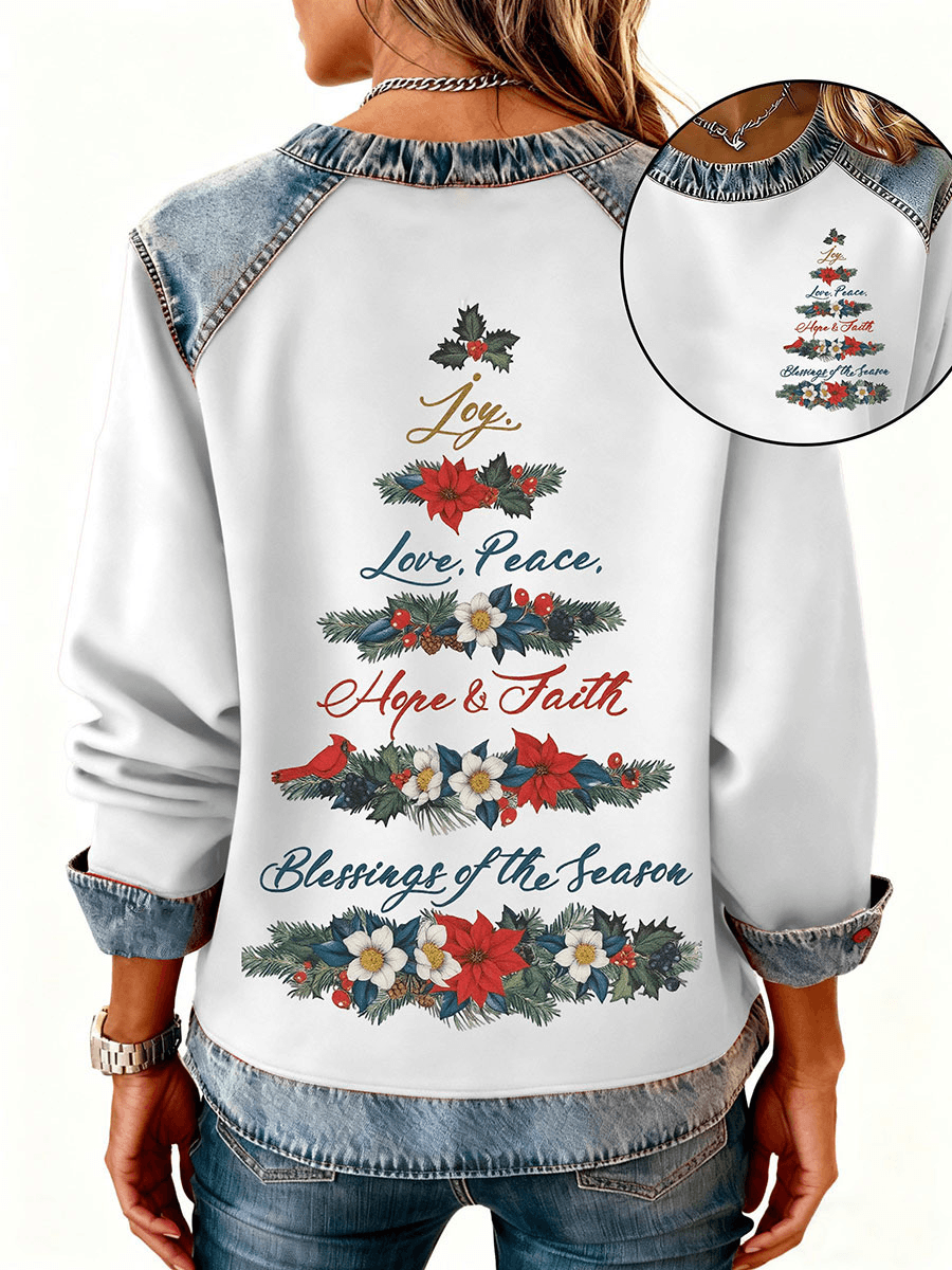 Women's Christmas Cross Print Casual Top