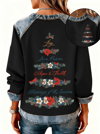 Women's Christmas Cross Print Casual Top