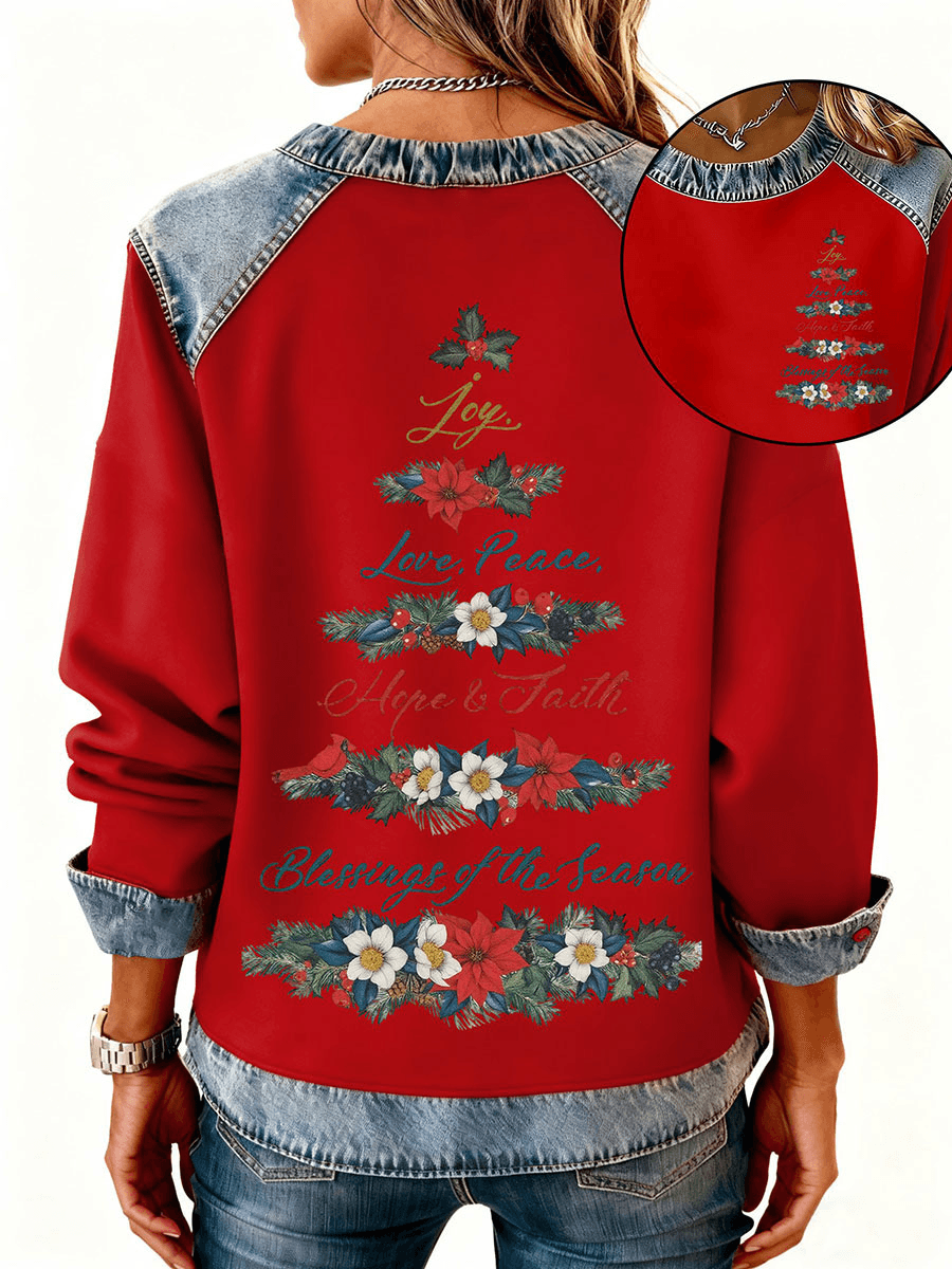 Women's Christmas Cross Print Casual Top