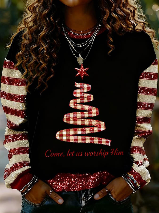 Women's Christmas Faith Print Casual Sweatshirt