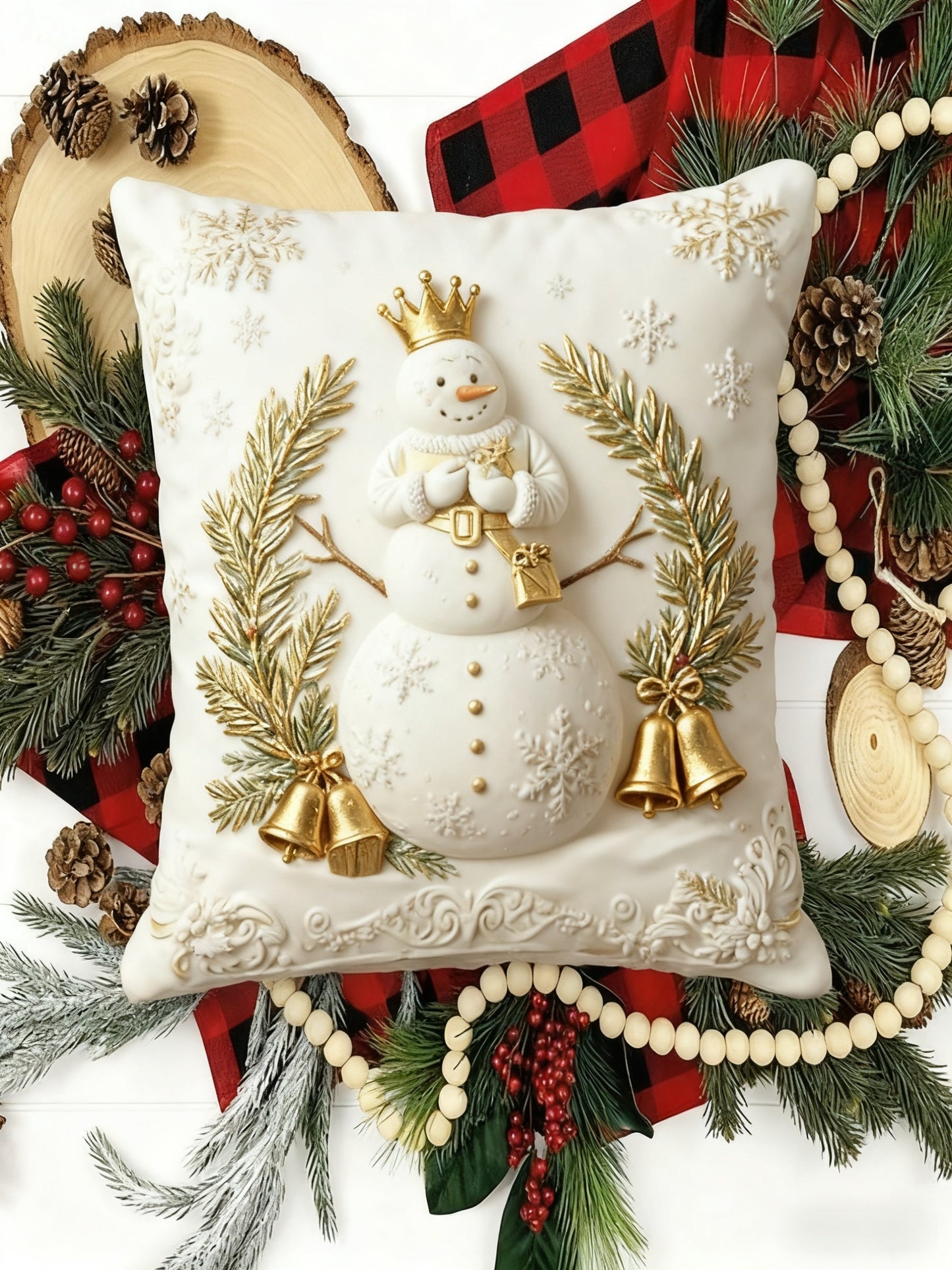 Retro Christmas Snowman Gift Pillow