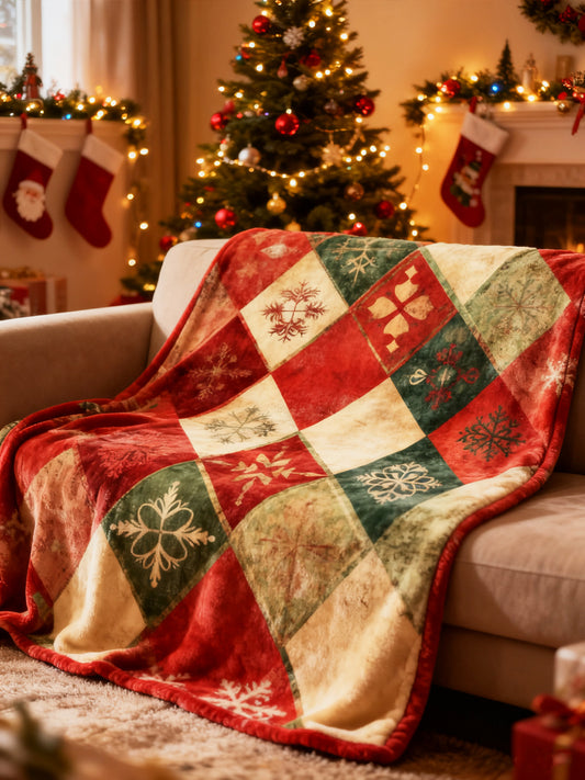 Christmas Plaid Patchwork Flannel Blanket