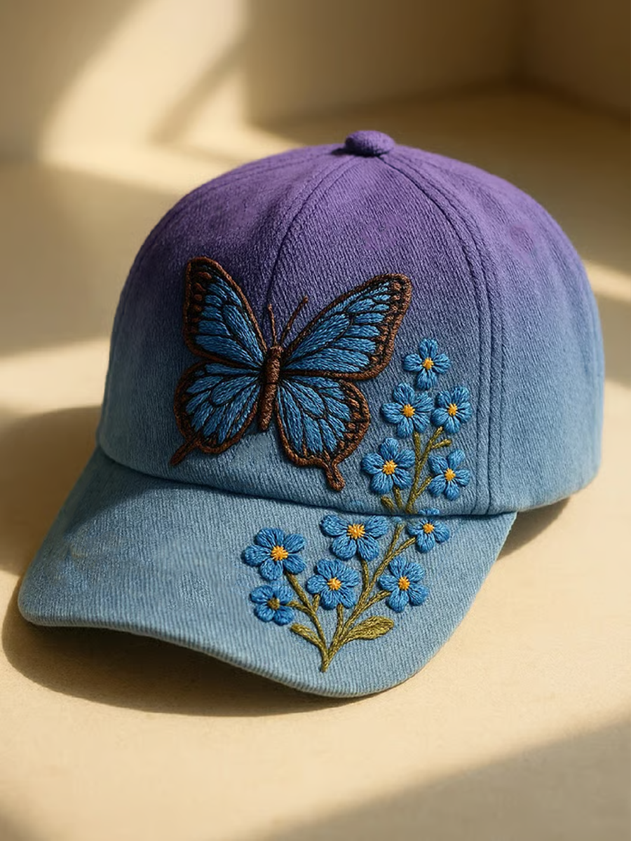 Unisex Purple Floral Print Baseball Hat