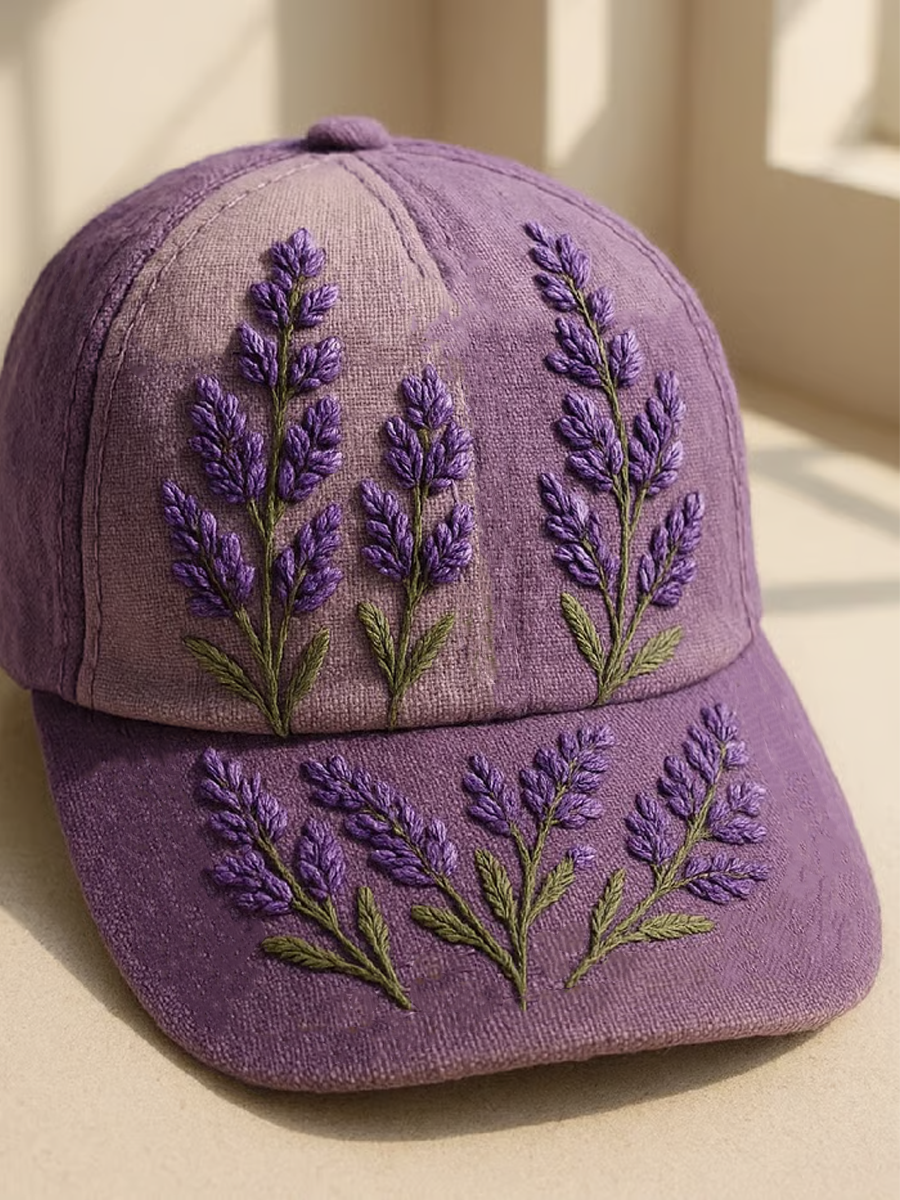 Unisex Purple Floral Print Baseball Hat