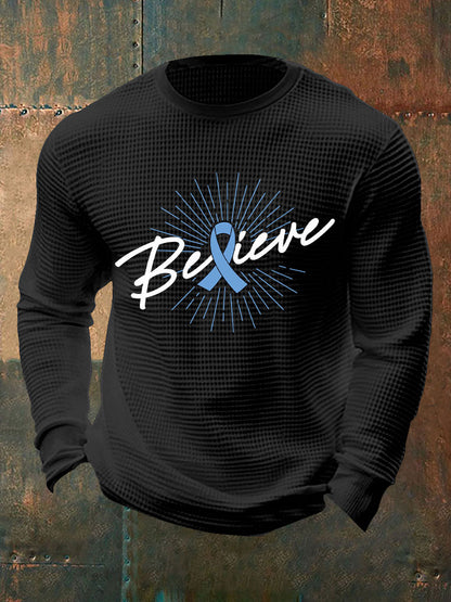 Men's Prostate Cancer Awareness Waffle Print Casual T-Shirt