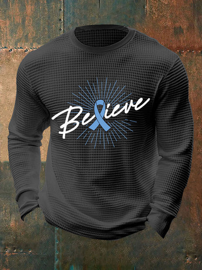 Men's Prostate Cancer Awareness Waffle Print Casual T-Shirt