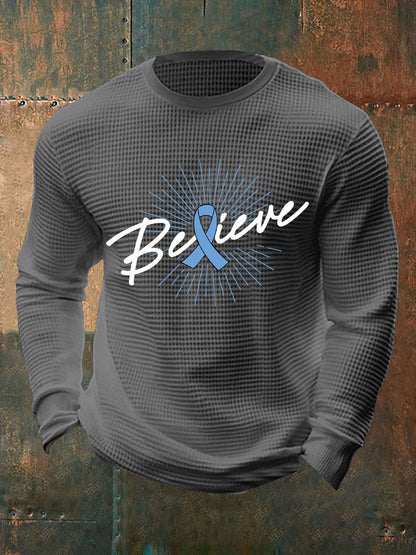 Men's Prostate Cancer Awareness Waffle Print Casual T-Shirt
