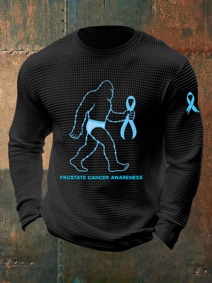 Men's Prostate Cancer Awareness Waffle Print Casual T-Shirt