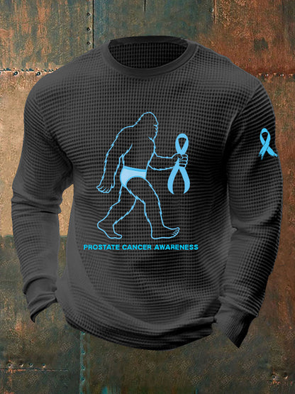 Men's Prostate Cancer Awareness Waffle Print Casual T-Shirt