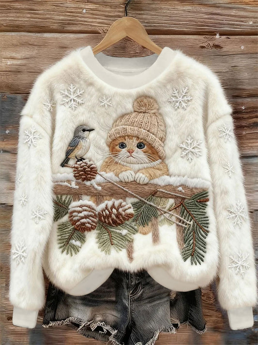 Women's Cat Print Casual Top