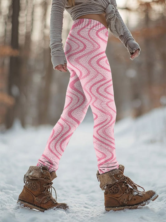 Women's Retro Breast Cancer Prevention Campaign Print Sports Stretch Leggings